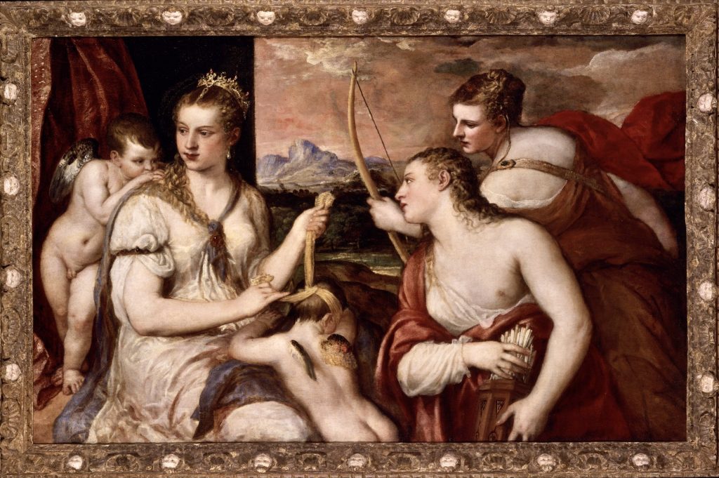 Venere che benda Amore di Tiziano